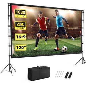 New 120" Portable Projector Screen with Stand